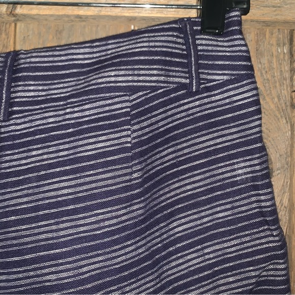 Women’s 4 LOFT Navy Blue White 100% Linen Shorts Zip Fly Smooth Front Pockets EC - Picture 9 of 11